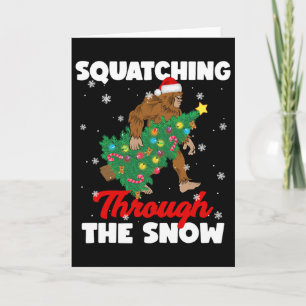 Cartão Pé Grande Atravessando a Neve Sasquatch Natal