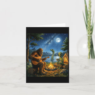 Cartão Pé Grande E Alien Loch Ness Fogueira Sasquatch Div