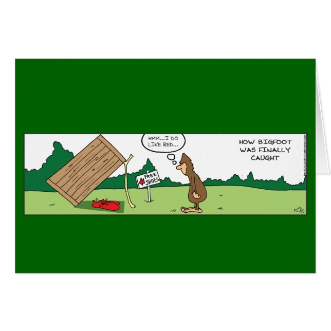 Cartão Pé Grande Engraçado Capturado (Frente Horizontal)