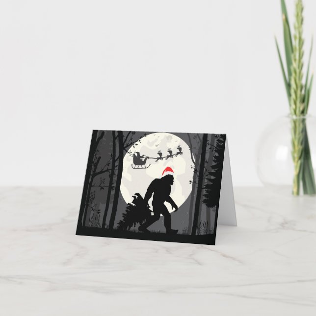 Cartão Pé Grande engraçado de Natal com Papai Noel na Flo (Frente)