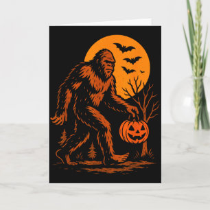 Cartão Pé grande Halloween Sasquatch Abóbora de Halloween