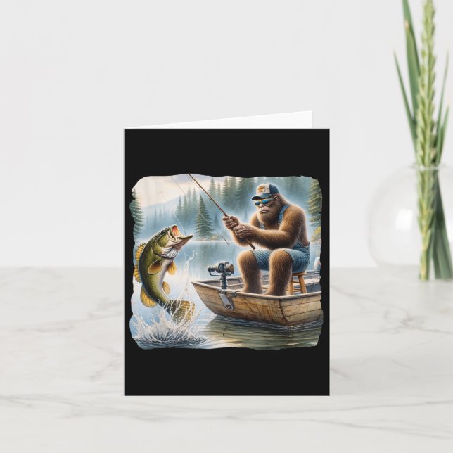 Cartão Pé Grande Pescado Sasquatch Summer B Pescador (Frente)