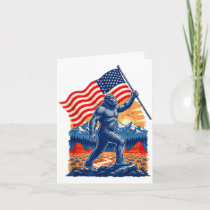 Cartão Pé grande sasquatch bigfoot bandeira americana pat