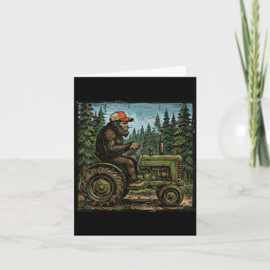 Cartão Pé grande sasquatch trator fazenda engraçada agric
