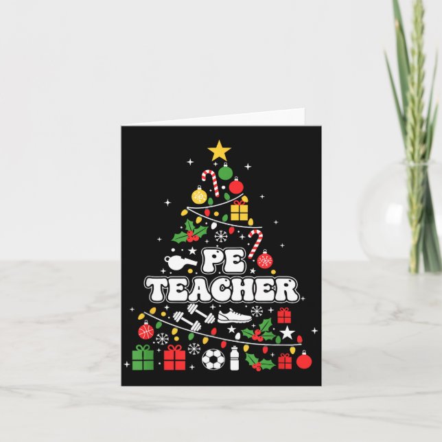 Cartão Pe Physical Education Teacher Christmas Tree Women (Frente)