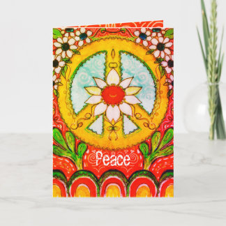 Cartão Peace and Love Daisy Hippie Boho Original Greeting