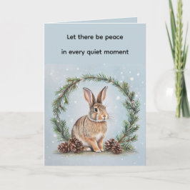 Cartão Peace at Christmas Rabbit Folded Greeting Card