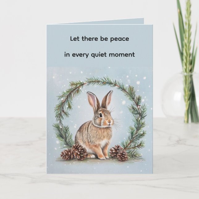 Cartão Peace at Christmas Rabbit Folded Greeting Card (Frente)