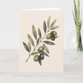 Cartão Peace Grows Here | Vintage Olive Branch Botanical