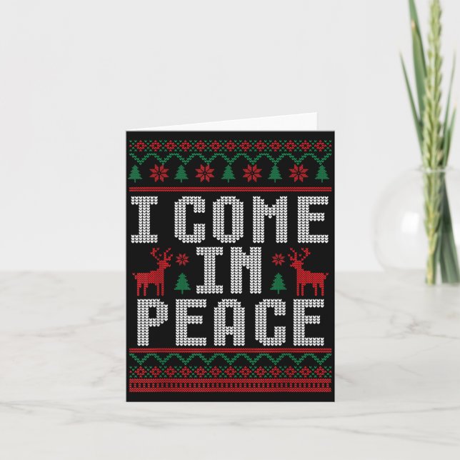 Cartão Peace I Come In Peace Couple Matching Ugly Christm (Frente)