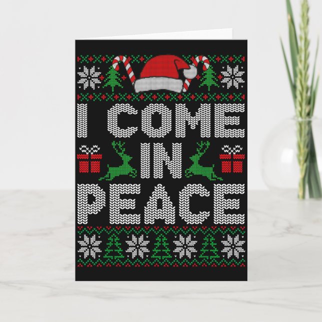 Cartão Peace I Come In Peace Couple Matching Ugly Christm (Frente)