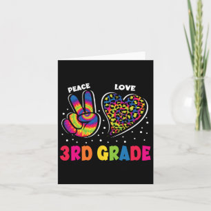 Cartão Peace Love 3rd Grade Leopard Tie Dye De Volta À Es