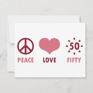 Cartão Peace Love 50º aniversário de presentes