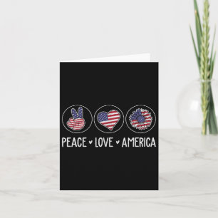 Cartão Peace Love America Sunflower Women 4 de julho
