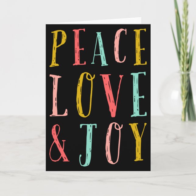 Cartão Peace Love And Joy Whimsical Holiday Toddler  (Frente)