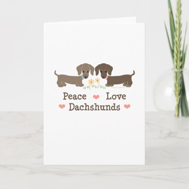 Cartão Peace Love Dachshunds Greeting Card (Frente)