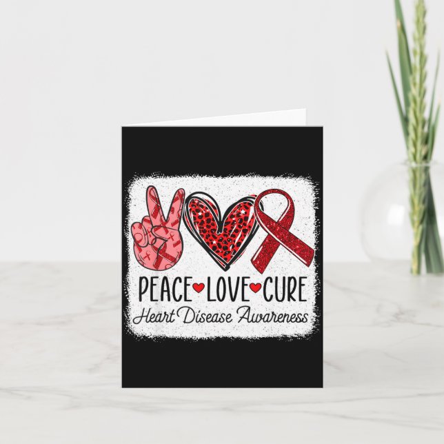 Cartão Peace Love Heart Disease Awareness Chd Suprt Wear  (Frente)