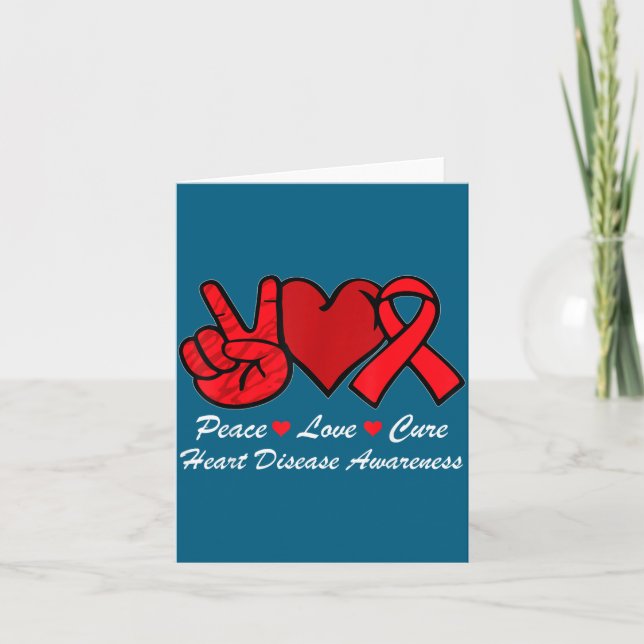 Cartão Peace Love Heart Disease Awareness Chd Suprt Wear  (Frente)