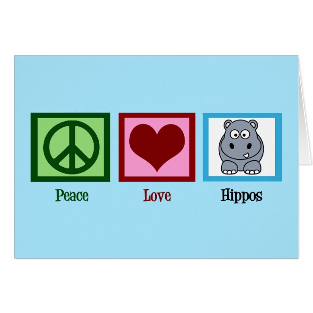 Cartão Peace Love Hippos (Frente Horizontal)