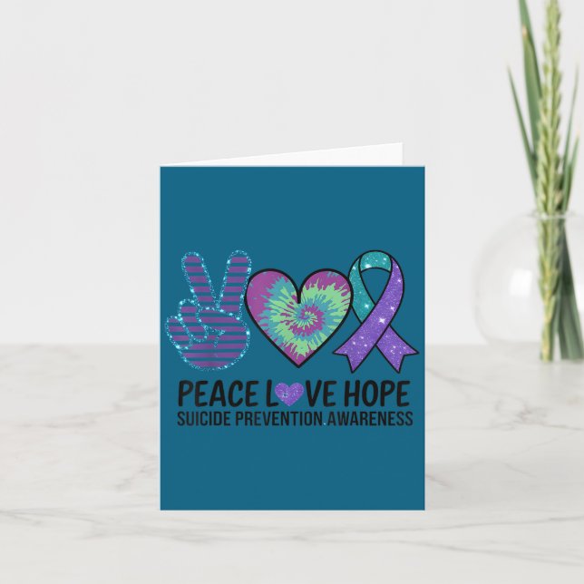 Cartão Peace Love Hope Suicide Prevention Tie Dye Awarene (Frente)