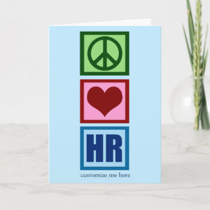 Cartão Peace Love HR Recursos Humanos Personalizados Azul