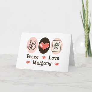 Cartão Peace Love Mahjong Blank Greeting Card