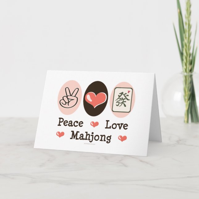 Cartão Peace Love Mahjong Blank Greeting Card (Frente)
