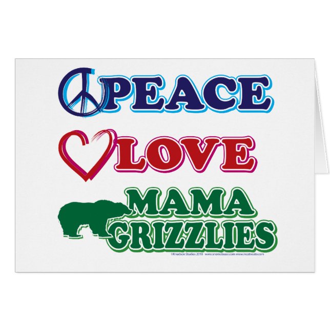 Cartão Peace-Love-Mama-Grizzlies (Frente Horizontal)