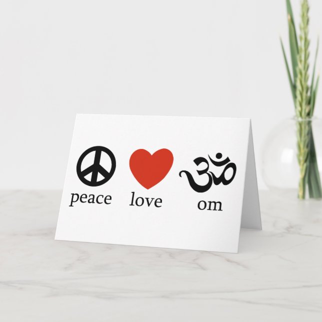 Cartão Peace Love Om Gift (Frente)