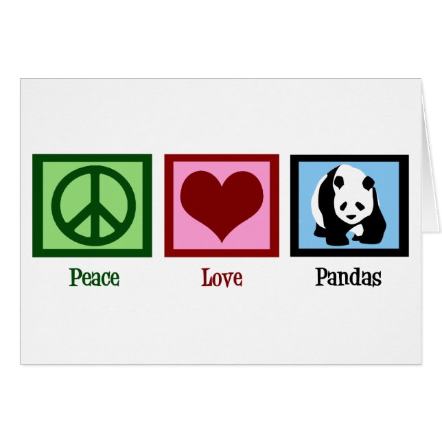 Cartão Peace Love Pandas (Frente Horizontal)