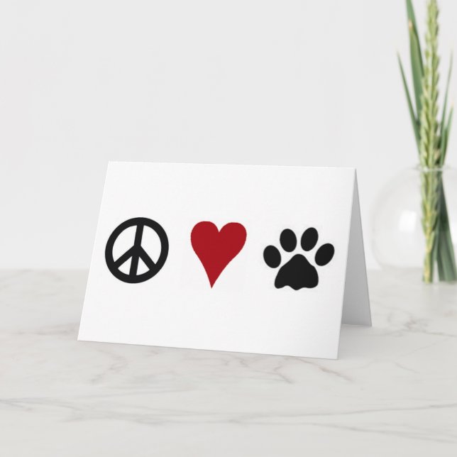 Cartão Peace-Love-Paws Greeting Card (Frente)