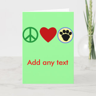 Cartão Peace Love Puppy Paws T shirts, Gifts