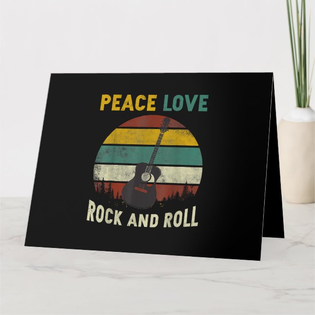 Cartão Peace Love & Rock & Roll Guitar Player V (Frente)
