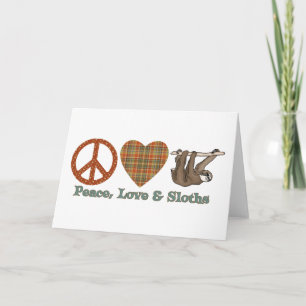 Cartão Peace, Love & Sloths