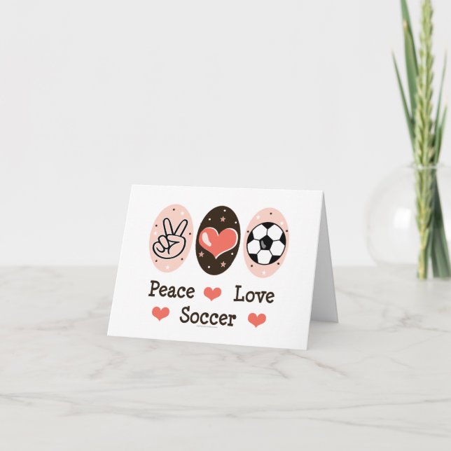 Cartão Peace Love Soccer Blank Note Card (Frente)