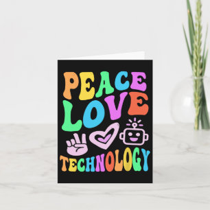 Cartão Peace Love Technology Retro Computer Teacher Vibes