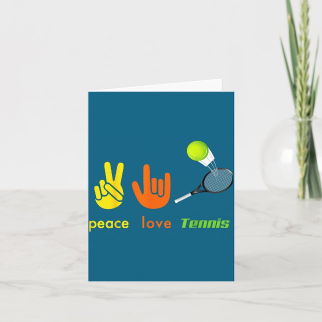 Cartão Peace Love Tennis Funny Tennis Lovers Hand Sign De (Frente)