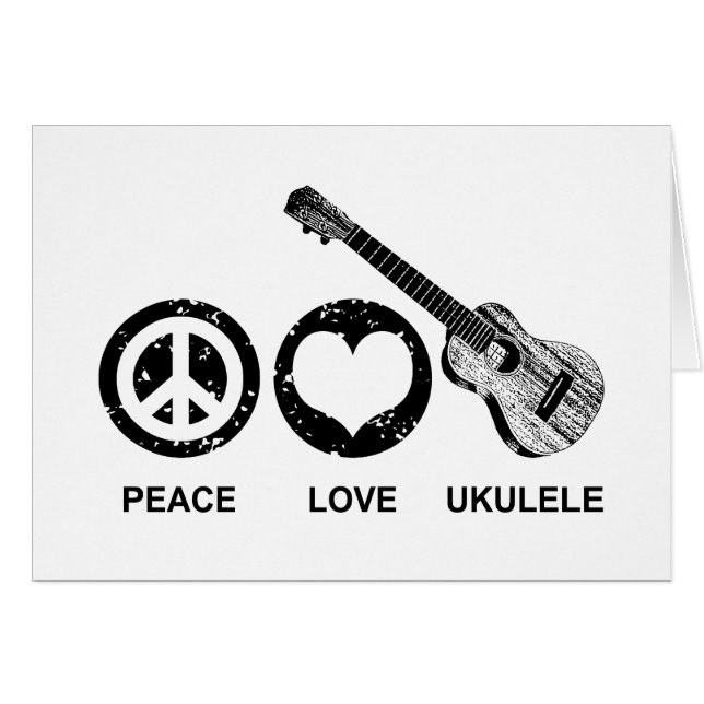 Cartão Peace Love Ukulele (Frente Horizontal)