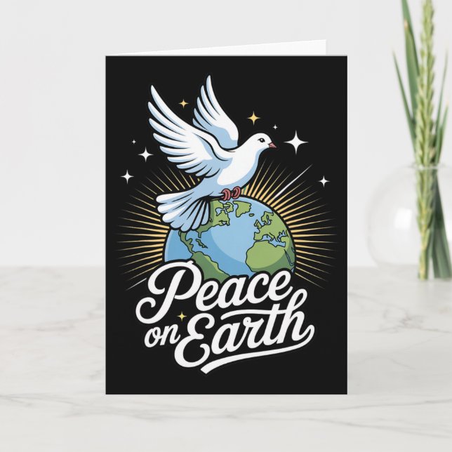 Cartão Peace On Earth Dove And Globe Faith Christmas  (Frente)