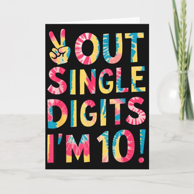 Cartão Peace Out Single Digits Im 10 Year Old 10th Birthd (Frente)