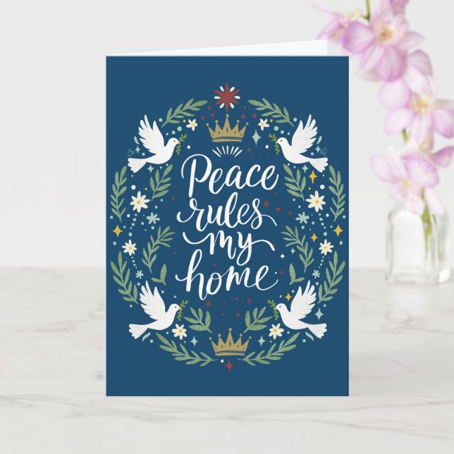 Cartão Peace Rules My HomeFolded Greeting Card (Orquídea)