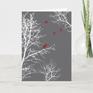 Cartão Peaceful Winter Silhouette Trees and Birds