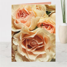 Peach Apricot Rose Bouquet Folded Greeting Card