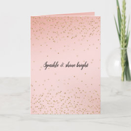 Cartão Peach Blush Pink Ombro Dourado Confetti