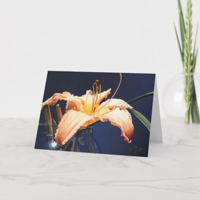 Cartão Peach Day Lily Greeting Card (Frente)