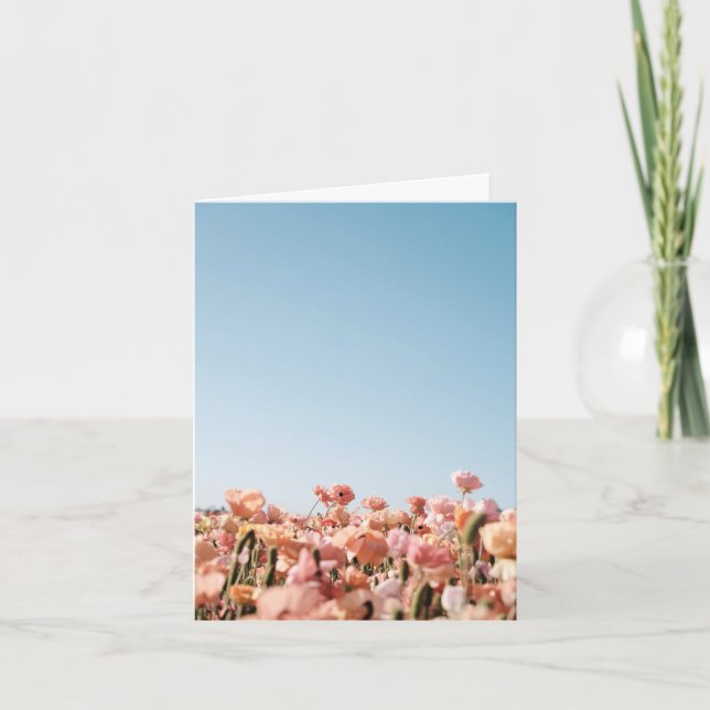 Cartão Peach Flowers Folded Greeting Card (Frente)