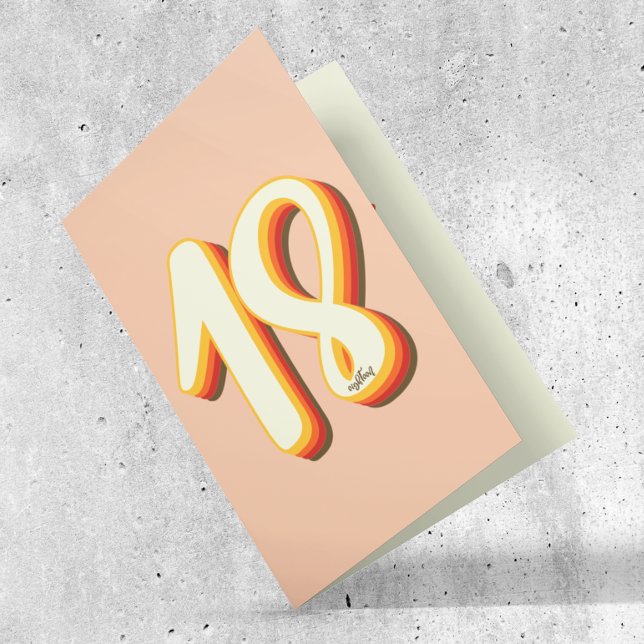 Cartão Peach Modern Retro Groovy 18 - 18 - Aniversário (Criador carregado)