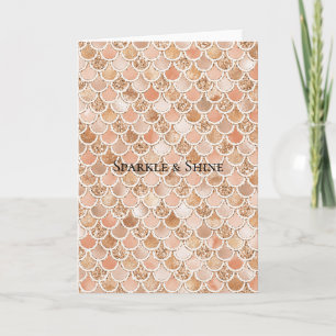 Cartão Peach Rosa Blush Dourado Sereia Glitter      