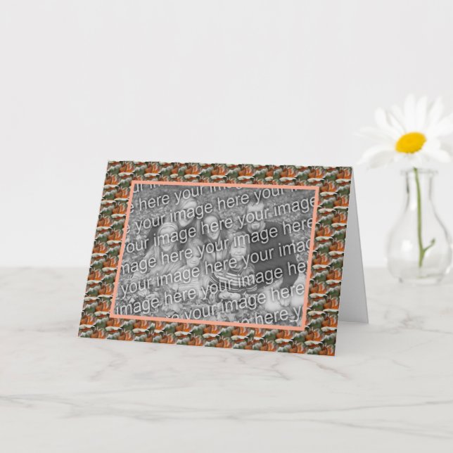 Cartão Peach Rosebud Floral Personalized Photo  (Planta pequena)