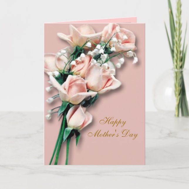 Cartão Peach Roses Mother's Day Card (Frente)
